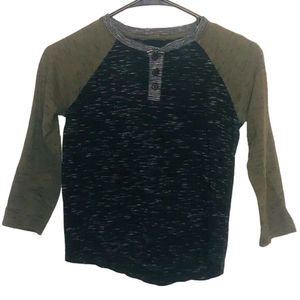 1175 Dark Gray & Olive Green Long Sleeve Raglan Shirt